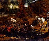 Jan Siberechts Figures With A Cart And Horses Fording A Stream painting